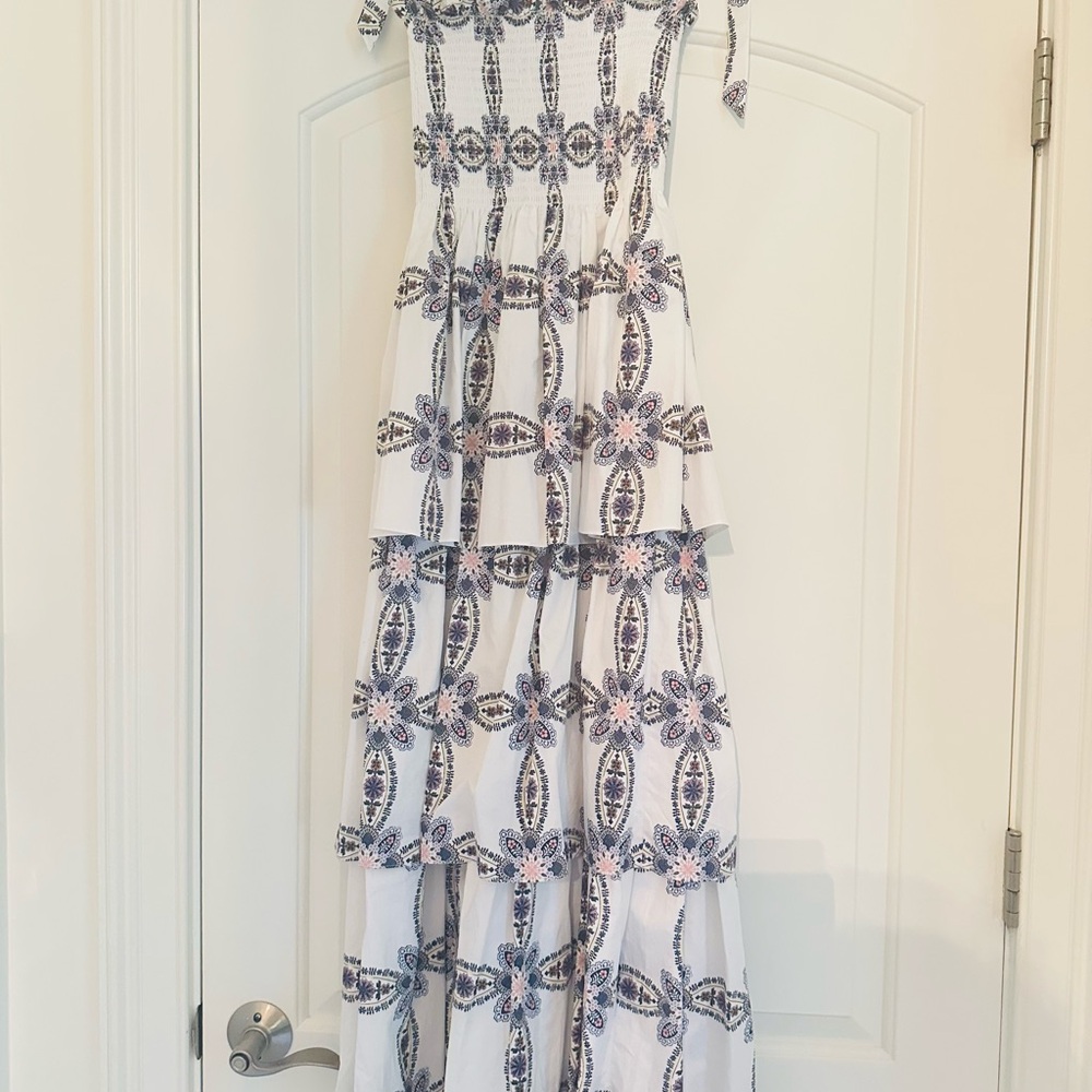 Hill House White and Blue Floral Dress